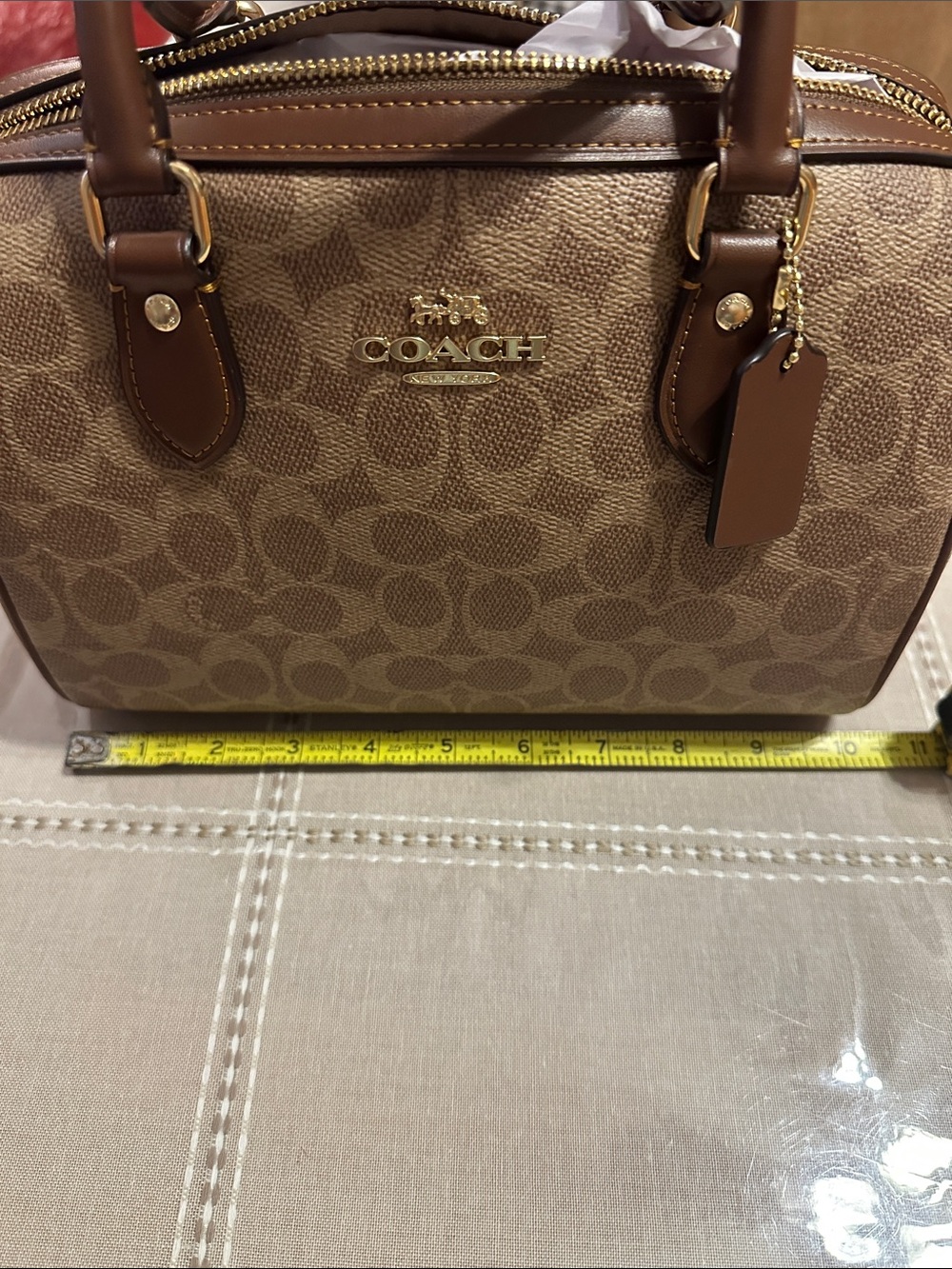 Coach Brown Signature Canvas Satchel with Gold Hardware - Picture 7 of 9